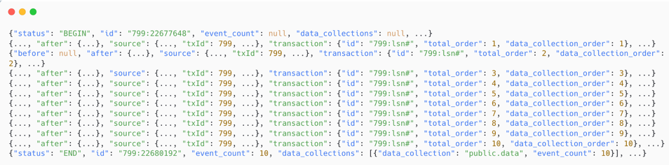 Transaction metadata in Debezium events